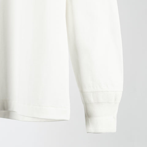 Merz b. Schwanen White 2M06 Mid-Century Long Sleeve Henley - Tan, Cotton, Jersey, Woven, Made In Germany - View 5
