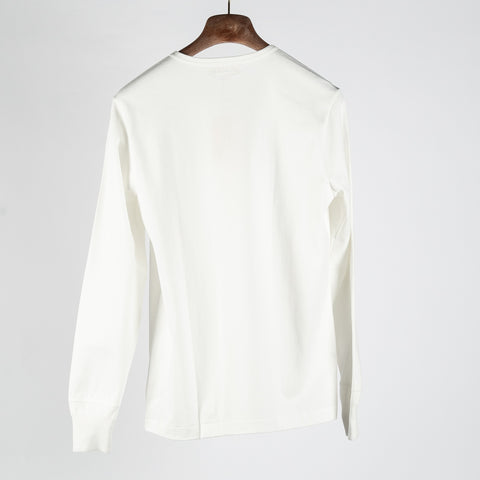 Merz b. Schwanen White 2M06 Mid-Century Long Sleeve Henley - Tan, Cotton, Jersey, Woven, Made In Germany - View 6
