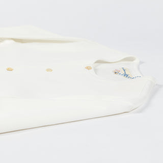 Merz b. Schwanen White 2M06 Mid-Century Long Sleeve Henley - Tan, Cotton, Jersey, Woven, Made In Germany - View 9