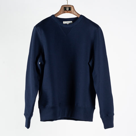 Merz b. Schwanen Ink Blue 3M46 Mid-Century Fleece Sweatshirt - Navy, Cotton, Classic Fit, Knit, Made In Germany