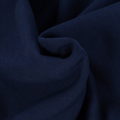 Merz b. Schwanen Ink Blue 3M46 Mid-Century Fleece Sweatshirt - Navy, Cotton, Classic Fit, Knit, Made In Germany - Detail View