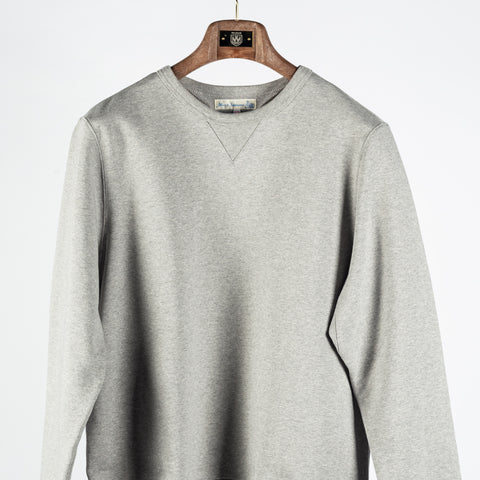 Merz b. Schwanen Grey Melange 3M46 Mid-Century Fleece Sweatshirt - Cotton, Classic Fit, Knit, Made In Germany - View 7