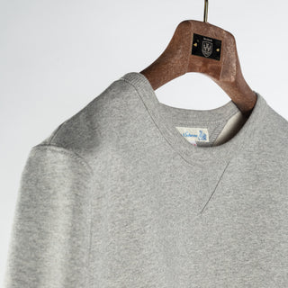 Merz b. Schwanen Grey Melange 3M46 Mid-Century Fleece Sweatshirt - Cotton, Classic Fit, Knit, Made In Germany - Back View