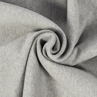 Merz b. Schwanen Grey Melange 3M46 Mid-Century Fleece Sweatshirt - Cotton, Classic Fit, Knit, Made In Germany - Detail View