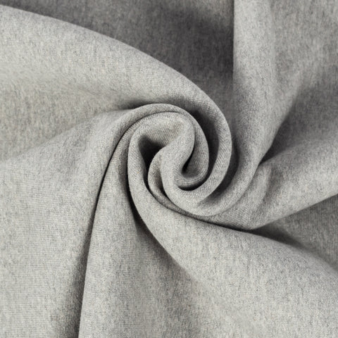 Merz b. Schwanen Grey Melange 3M46 Mid-Century Fleece Sweatshirt - Cotton, Classic Fit, Knit, Made In Germany - Detail View