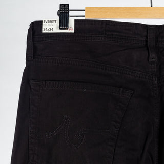 AG Everett Sueded Stretch Sateen Super Black Denim - Cotton, Denim, Velvet, Straight Fit, Knit - View 6