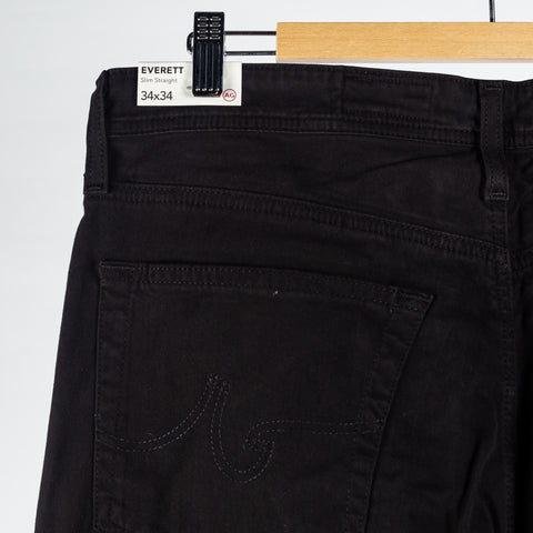 AG Everett Sueded Stretch Sateen Super Black Denim - Cotton, Denim, Velvet, Straight Fit, Knit - View 6