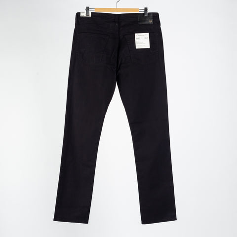 AG Everett Sueded Stretch Sateen Super Black Denim - Cotton, Denim, Velvet, Straight Fit, Knit - View 5