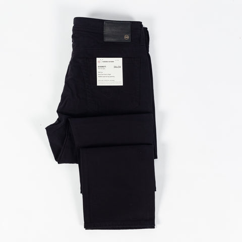 AG Everett Sueded Stretch Sateen Super Black Denim - Cotton, Denim, Velvet, Straight Fit, Knit - View 8