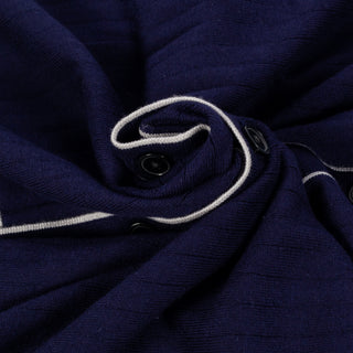 Navy Cotton Silk Tipped Short Sleeve Knit Shirt - Mr.Derk