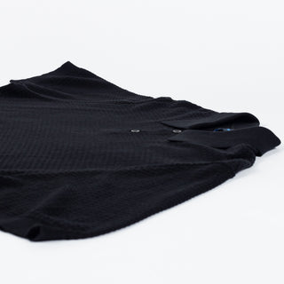 Black Cotton Blend Honeycomb Stitch Polo - Mr.Derk