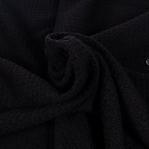 Black Cotton Blend Honeycomb Stitch Polo - Mr.Derk
