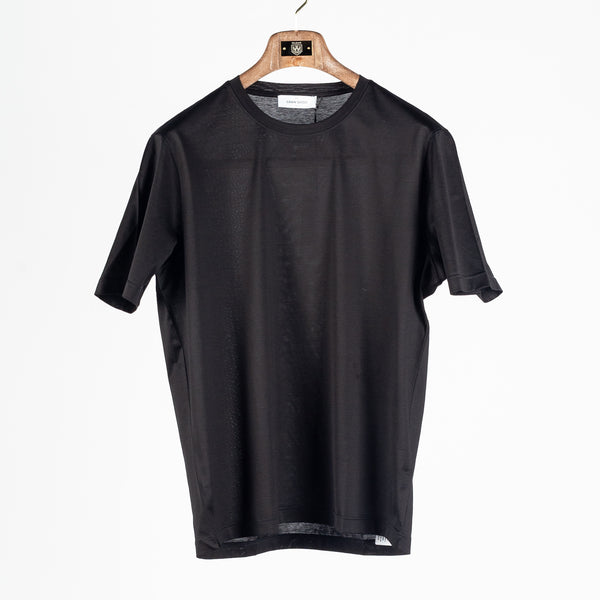 Black Cotton Filo di Scozia T-Shirt