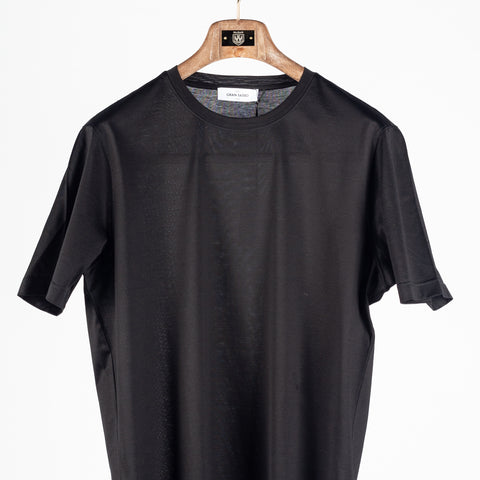 Gran Sasso Black Cotton Filo di Scozia T-Shirt 5