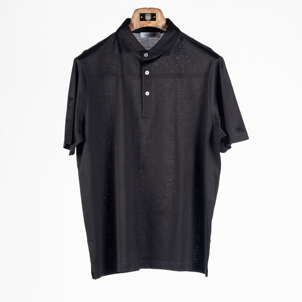 Black Cotton Filo di Scozia Polo