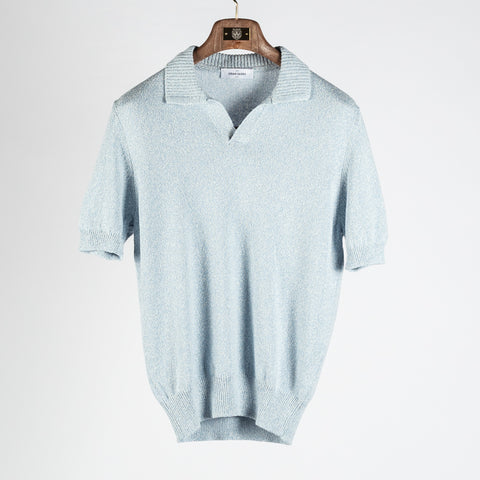 Gran Sasso Light Blue Bouclé Knit Polo 1