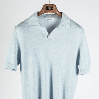 Gran Sasso Light Blue Bouclé Knit Polo 5