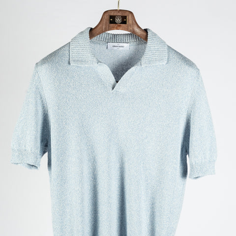 Gran Sasso Light Blue Bouclé Knit Polo 5