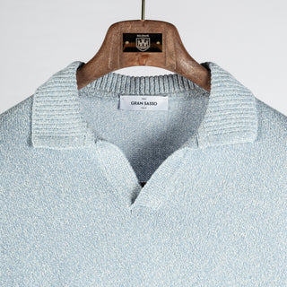 Gran Sasso Light Blue Bouclé Knit Polo 6