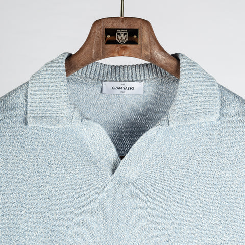 Gran Sasso Light Blue Bouclé Knit Polo 6