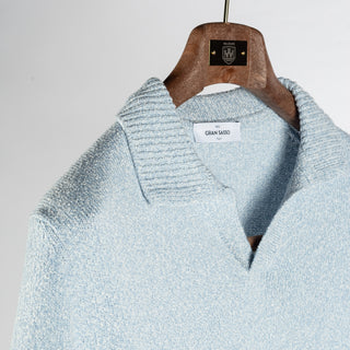 Gran Sasso Light Blue Bouclé Knit Polo 3