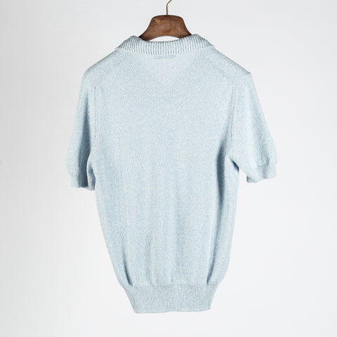 Gran Sasso Light Blue Bouclé Knit Polo 4