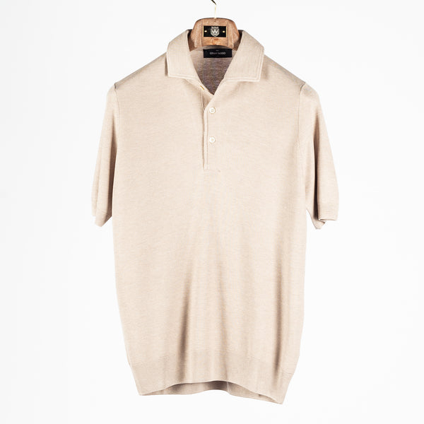 Taupe Silk Knit Polo