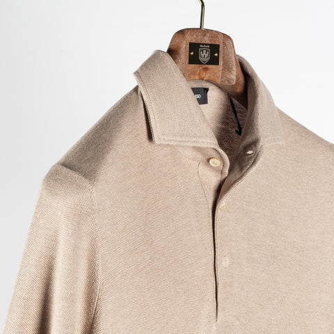 Gran Sasso Taupe Silk Knit Polo 3