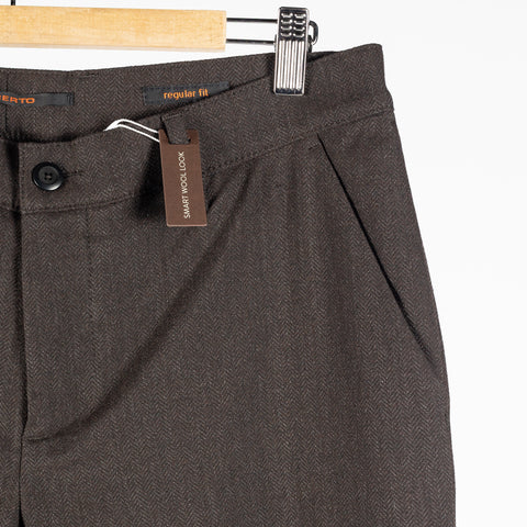 Alberto Brown Herringbone Lou 1446 Trouser 4