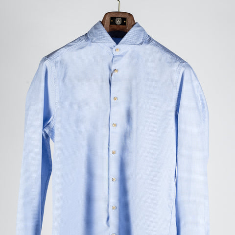Stenstroms Light Blue Micro Check Casual Shirt - Slim 6