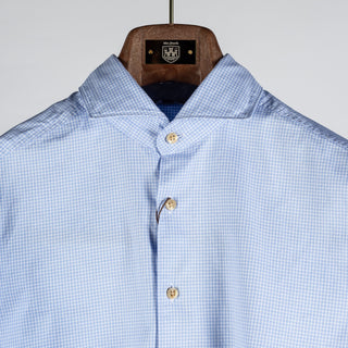 Stenstroms Light Blue Micro Check Casual Shirt - Slim 7