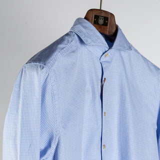 Stenstroms Light Blue Micro Check Casual Shirt - Slim 3