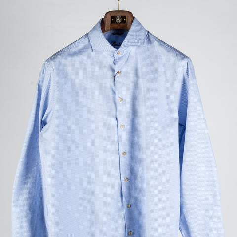 Stenstroms Light Blue Micro Check Casual Shirt - Fitted Body 7