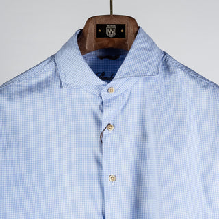 Stenstroms Light Blue Micro Check Casual Shirt - Fitted Body 6