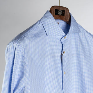 Stenstroms Light Blue Micro Check Casual Shirt - Fitted Body 3