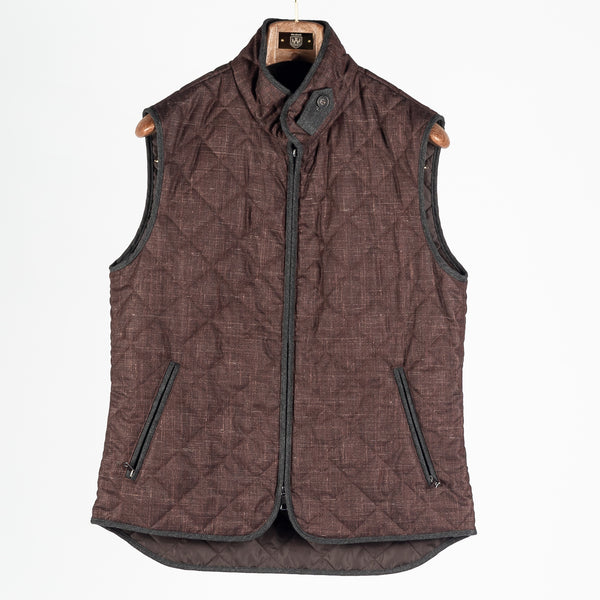 Brown Textured Theo Quilted Vest