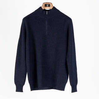 Gran Sasso Navy Merino Half-Zip Sweater 1