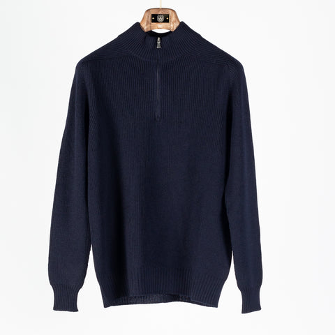 Gran Sasso Navy Merino Half-Zip Sweater 1