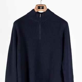 Gran Sasso Navy Merino Half-Zip Sweater 6