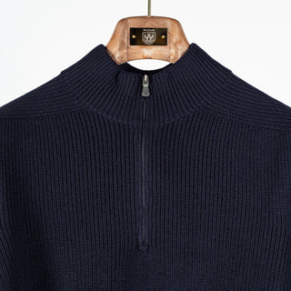 Gran Sasso Navy Merino Half-Zip Sweater 7