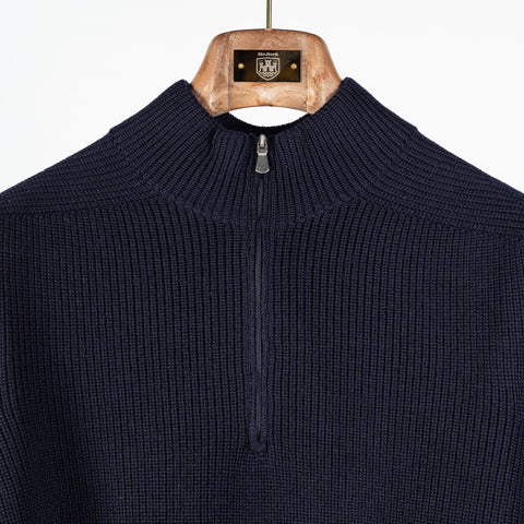 Gran Sasso Navy Merino Half-Zip Sweater 7