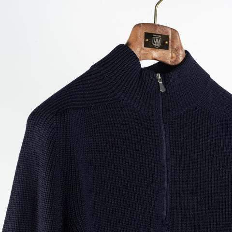 Gran Sasso Navy Merino Half-Zip Sweater 3