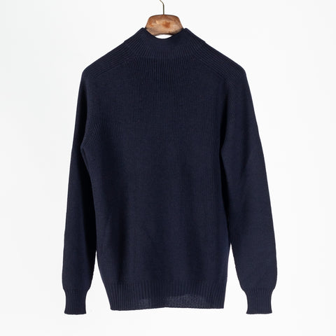 Gran Sasso Navy Merino Half-Zip Sweater 5