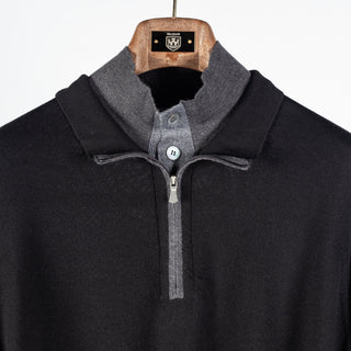 Gran Sasso Black Mock-Zip Wool Pullover 7