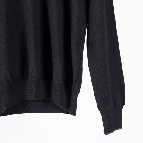 Gran Sasso Black Mock-Zip Wool Pullover 4