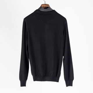 Gran Sasso Black Mock-Zip Wool Pullover 5