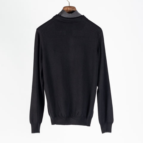 Gran Sasso Black Mock-Zip Wool Pullover 5