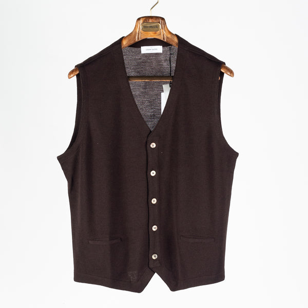 Chocolate Single-Breasted Wool Waistcoat