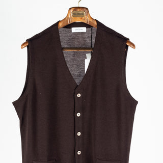 Gran Sasso Chocolate Single-Breasted Wool Waistcoat 5