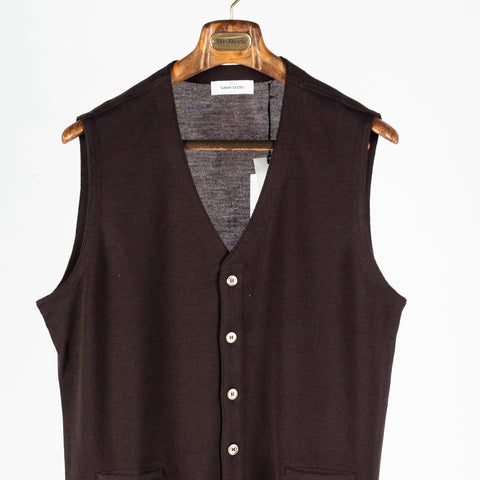 Gran Sasso Chocolate Single-Breasted Wool Waistcoat 5